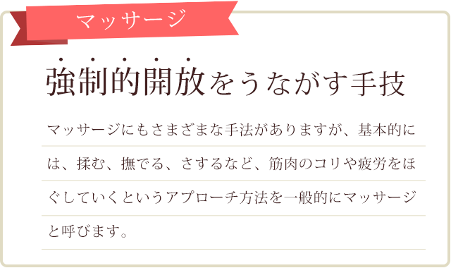 マッサージ 強制的開放をうながす手技